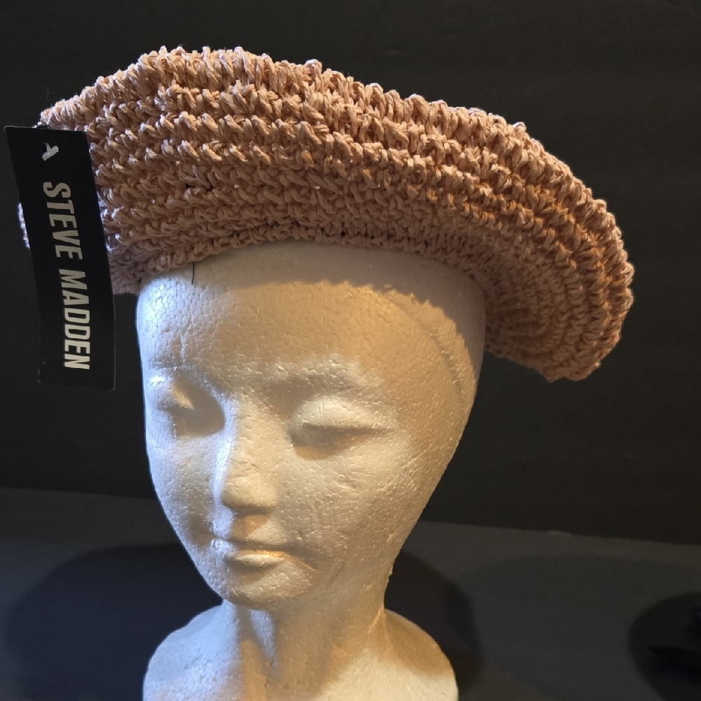 NEW STEVE MADDEN NATURAL STRAW COLOR BERET HAT